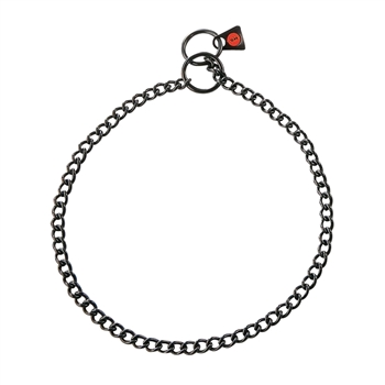 HERM SPRENGER CHOKE CHAIN COLLAR | SHORT ROUND LINKS | STAINLESS STEEL BLACK | 1.5MM | SIZES 16" - 24"