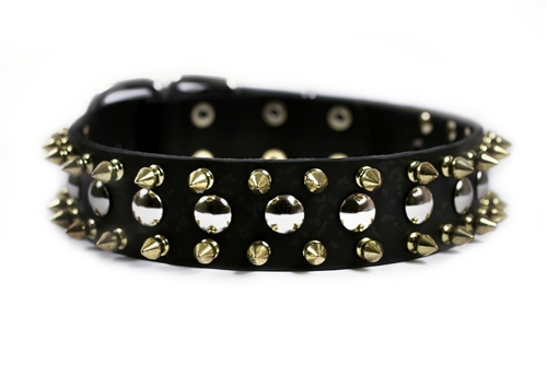 Gold Spike Dog Collar, Leather Spiked Collar